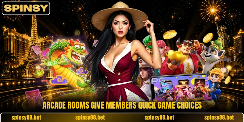 Arcade rooms give members quick game choices Arcade rooms give members quick game choices