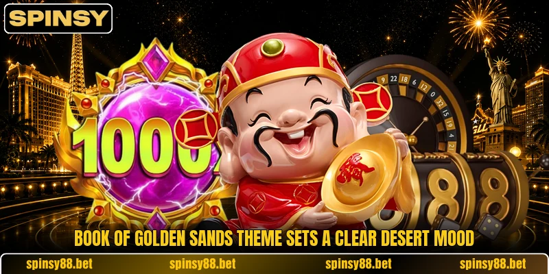Book of Golden Sands theme sets a clear desert mood Book of Golden Sands theme sets a clear desert mood