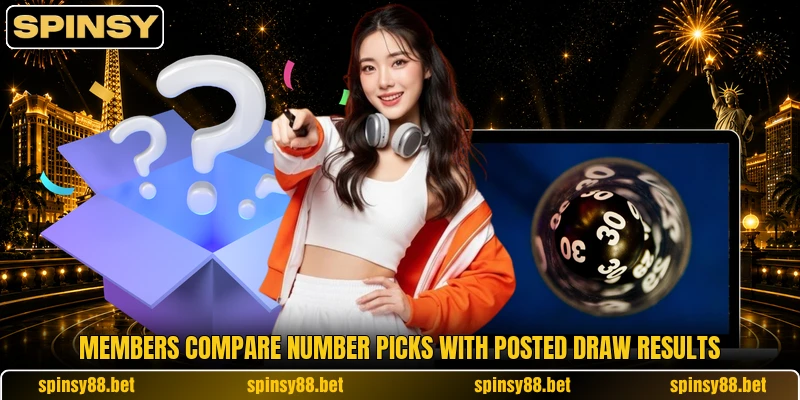 Members compare number picks with posted draw results Members compare number picks with posted draw results