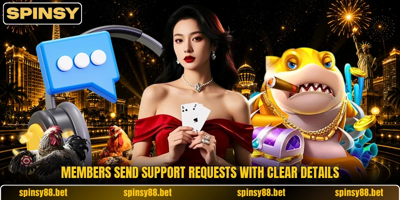 Members send support requests with clear details Members send support requests with clear details