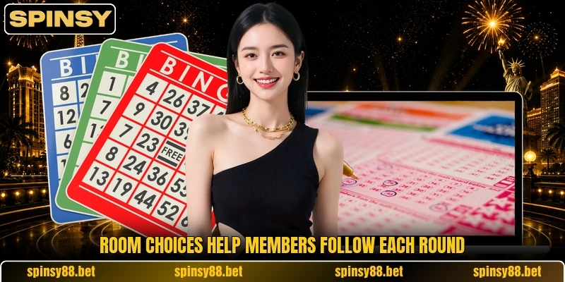 Room choices help members follow each round Room choices help members follow each round