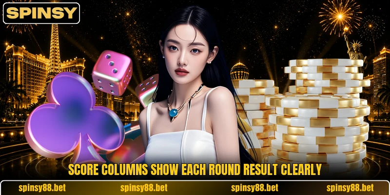 Score columns show each round result clearly Score columns show each round result clearly
