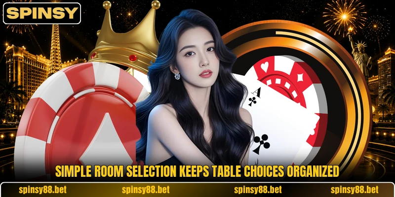 Simple room selection keeps table choices organized Simple room selection keeps table choices organized